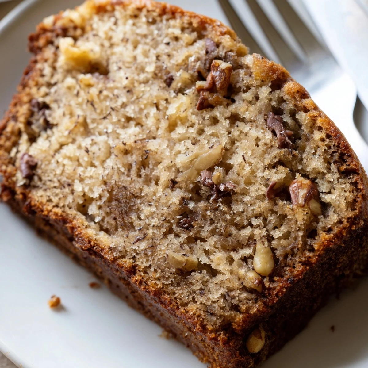Moist banana cake fresh from the oven with a cracked golden crust